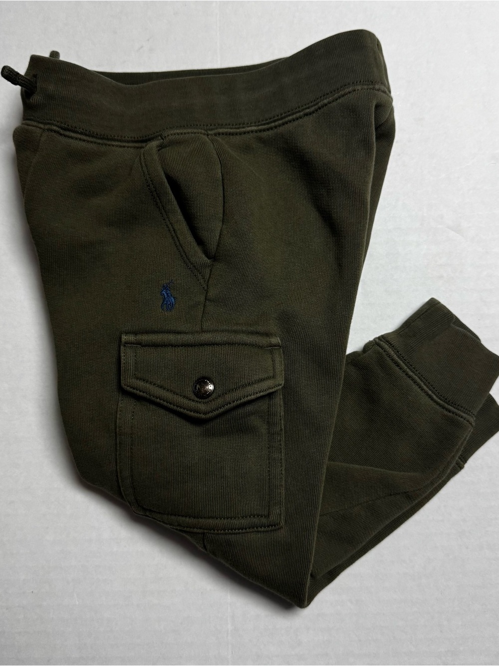 Authentic Polo Ralph Lauren Kids' Fleece Cargo Jogger Pant In Green Size: 3/3T